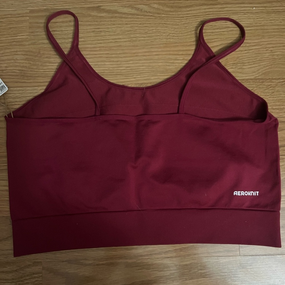 Adidas Maroon and White Aeroknit Seamless Crop Top - Picture 4 of 5